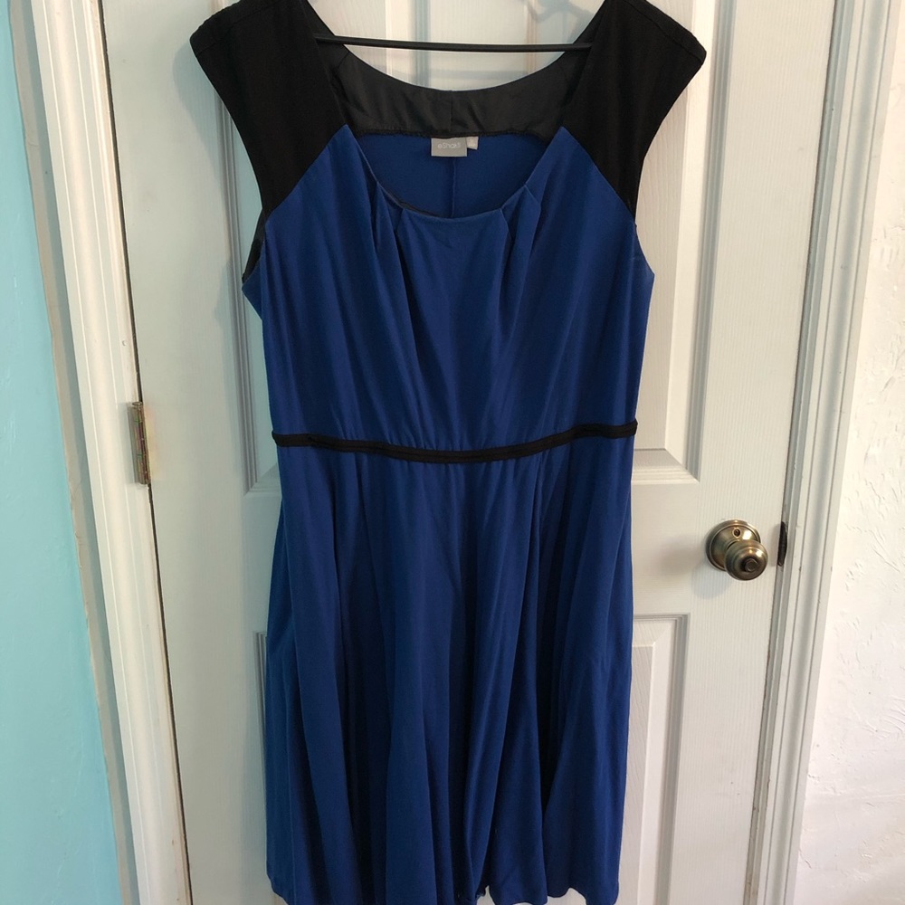 Cotton eShakti Blue and Black Dress.